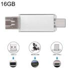 16GB 3 in 1 USB-C / Type-C + USB 2.0 + OTG Flash Disk, For Type-C Smartphones & PC Computer(Silver) - 1