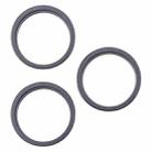 For iPhone 16 Pro Max 3pcs/set Rear Camera Glass Lens Metal Outside Protector Hoop Ring (Black) - 1