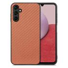 For Samsung Galaxy A14 5G Carbon Fiber Texture Leather Back Cover Phone Case(Brown) - 1