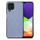 For Samsung Galaxy A22 4G Carbon Fiber Texture Leather Back Cover Phone Case(Blue) - 1