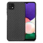 For Samsung Galaxy A22 5G Carbon Fiber Texture Leather Back Cover Phone Case(Black) - 1