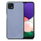 For Samsung Galaxy A22 5G Carbon Fiber Texture Leather Back Cover Phone Case(Blue) - 1