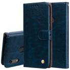 Business Style Oil Wax Texture Horizontal Flip Leather Case for Huawei Honor 8A (with Fingerprint Hole), with Holder & Card Slots & Wallet(Blue) - 1