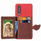 Leaf Buckle Litchi Texture Card Holder PU + TPU Case for Huawei P30, with Card Slot & Holder & Wallet & Photo Frame(Red) - 1