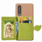 Leaf Buckle Litchi Texture Card Holder PU + TPU Case for Huawei P30, with Card Slot & Holder & Wallet & Photo Frame(Green) - 1