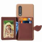 Leaf Buckle Litchi Texture Card Holder PU + TPU Case for Huawei P30, with Card Slot & Holder & Wallet & Photo Frame(Brown) - 1