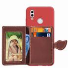 Leaf Buckle Litchi Texture Card Holder PU + TPU Case for Huawei Honor 10 Lite / P Smart 2019, with Card Slot & Holder & Wallet & Photo Frame(Red) - 1