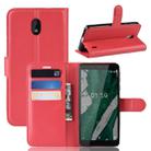 Litchi  Texture Horizontal Flip PU Leather Case for Nokia 1 Plus, with with Card Slot & Holder & Wallet(Red) - 1
