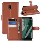 Litchi  Texture Horizontal Flip PU Leather Case for Nokia 1 Plus, with with Card Slot & Holder & Wallet(Brown) - 1