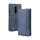 Magnetic Buckle Retro Crazy Horse Texture Horizontal Flip Leather Case for OnePlus 7 Pro, with Holder & Card Slots & Photo Frame(blue) - 1