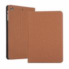 iPad Mini 1 / Mini 2 / Mini 3 Fabric Texture Horizontal Left and Right Open Solid Leather Case with Sleep Belt Bracket(Brown) - 1