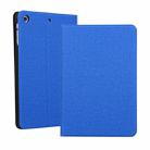 iPad Mini 1 / Mini 2 / Mini 3 Fabric Texture Horizontal Left and Right Open Solid Leather Case with Sleep Belt Bracket(Blue) - 1