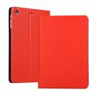 left and right solid color elastic leather case for iPad Mini 1 / Mini 2 / Mini 3  with stand with sleep function, TPU soft shell bottom case(Red) - 1
