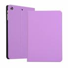 left and right solid color elastic leather case for iPad Mini 1 / Mini 2 / Mini 3  with stand with sleep function, TPU soft shell bottom case(Purple) - 1