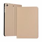 left and right solid color elastic leather case for iPad Mini 1 / Mini 2 / Mini 3  with stand with sleep function, TPU soft shell bottom case(Gold) - 1