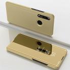 Electroplating Mirror Horizontal Flip Leather Case for Galaxy A60, with Holder(Gold) - 1