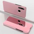 Electroplating Mirror Horizontal Flip Leather Case for Galaxy A60, with Holder(Rose gold) - 1