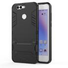 Shockproof PC + TPU Case for Huawei Nova 2 Plus, with Holder(Black) - 1