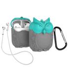 For AirPods 1 / 2 Owl Appearance Earphone Protective Case with Hook (Grey Green) - 1