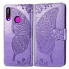 Butterfly Love Flowers Embossing Horizontal Flip Leather Case for LG W30 , with Holder & Card Slots & Wallet & Lanyard(Light Purple) - 1