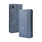 Magnetic Buckle Retro Crazy Horse Texture Horizontal Flip Leather Case for Huawei Honor 8S, with Holder & Card Slots & Photo Frame(Blue) - 1