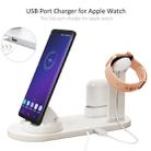 HQ-UD15 5 in 1 8 Pin + Micro USB + USB-C / Type-C Interfaces + 8 Pin Earphone Charging Interface + Wireless Charging Charger Base with Watch Stand (White) - 4