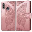 Butterfly Love Flowers Embossing Horizontal Flip Leather Case for LG W10 , with Holder & Card Slots & Wallet & Lanyard(Rose Gold) - 1
