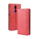 Magnetic Buckle Retro Crazy Horse Texture Horizontal Flip Leather Case for Oppo F11 , with Holder & Card Slots & Photo Frame(Red) - 1