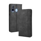 Magnetic Buckle Retro Crazy Horse Texture Horizontal Flip Leather Case for Galaxy A60, with Holder & Card Slots & Photo Frame(Black) - 1