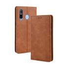 Magnetic Buckle Retro Crazy Horse Texture Horizontal Flip Leather Case for Galaxy A60, with Holder & Card Slots & Photo Frame(Brown) - 1