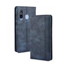Magnetic Buckle Retro Crazy Horse Texture Horizontal Flip Leather Case for Galaxy A60, with Holder & Card Slots & Photo Frame(Blue) - 1