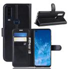 Litchi Skin PU Leather Wallet Stand Mobile Casing for Motorola Moto P40 Power(black) - 1