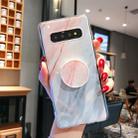 Marble Strip TPU Protection Back Cover Case for Galaxy S10, with Holder(Baby Blue) - 1