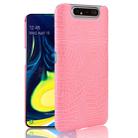 Shockproof Crocodile Texture PC + PU Case for Galaxy A80 / A90(Pink) - 1