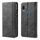 Magnetic Buckle Retro Crazy Horse Texture Horizontal Flip Leather Case for Huawei Y6 (2019), with Holder & Card Slots & Photo Frame(Black) - 1