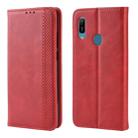 Magnetic Buckle Retro Crazy Horse Texture Horizontal Flip Leather Case for Huawei Y6 (2019), with Holder & Card Slots & Photo Frame(Red) - 1