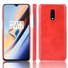 Litchi Texture PC + PU Shockproof Case for OnePlus 7(Red) - 1