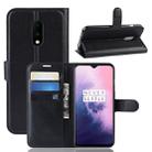 Litchi Texture Horizontal Flip Leather Case for OnePlus 7, with Holder & Card Slots & Wallet(Black) - 1