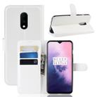 Litchi Texture Horizontal Flip Leather Case for OnePlus 7, with Holder & Card Slots & Wallet(White) - 1