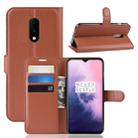 Litchi Texture Horizontal Flip Leather Case for OnePlus 7, with Holder & Card Slots & Wallet(Brown) - 1