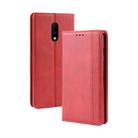 Magnetic Buckle Retro Crazy Horse Texture Horizontal Flip Leather Case for OnePlus 7, with Holder & Card Slots & Photo Frame(Red) - 1