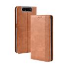 Magnetic Buckle Retro Crazy Horse Texture Horizontal Flip Leather Case for Galaxy A80 / A90, with Holder & Card Slots & Photo Frame (Brown) - 1