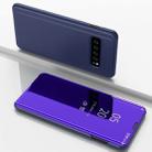 Electroplating Mirror Horizontal Flip Leather Case for Galaxy S10 5G, with Holder(Violet blue) - 1