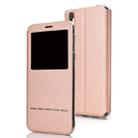 Golden Beach Intelligent Answering Brings Electric Display Window with Bracket Left and Right Flip Cover Leather Case For Huawei P30(Rose gold) - 1