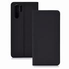 Ultra-thin Pressed Magnetic TPU+PU Leather Case for Huawei P30 Pro with Card Slot & Holder(Black) - 1