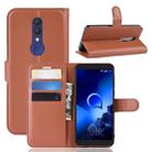 Litchi Texture Horizontal Flip Leather Case for Alcatel 1X 2019, with Wallet & Holder & Card Slots(Brown) - 1