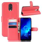 Litchi Texture Horizontal Flip Leather Case for Alcatel 3L, with Wallet & Holder & Card Slots(Red) - 1