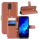 Litchi Texture Horizontal Flip Leather Case for Alcatel 3L, with Wallet & Holder & Card Slots(Brown) - 1