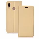 Ultra-thin Pressed Magnetic TPU+PU Leather Case for Huawei P30  with Card Slot & Holder(Gold) - 1