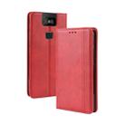 Magnetic Buckle Retro Crazy Horse Texture Horizontal Flip Leather Case for Asus Zenfone 6 ZS630KL, with Holder & Card Slots & Photo Frame(Red) - 1